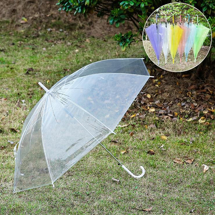 Klar transparent Regen Regenschirm PVC Regen Kuppel blasiert Regen Sonne Schatten Hochzeit Regenschirme Lange Griff Gerade Stock Regenschirm