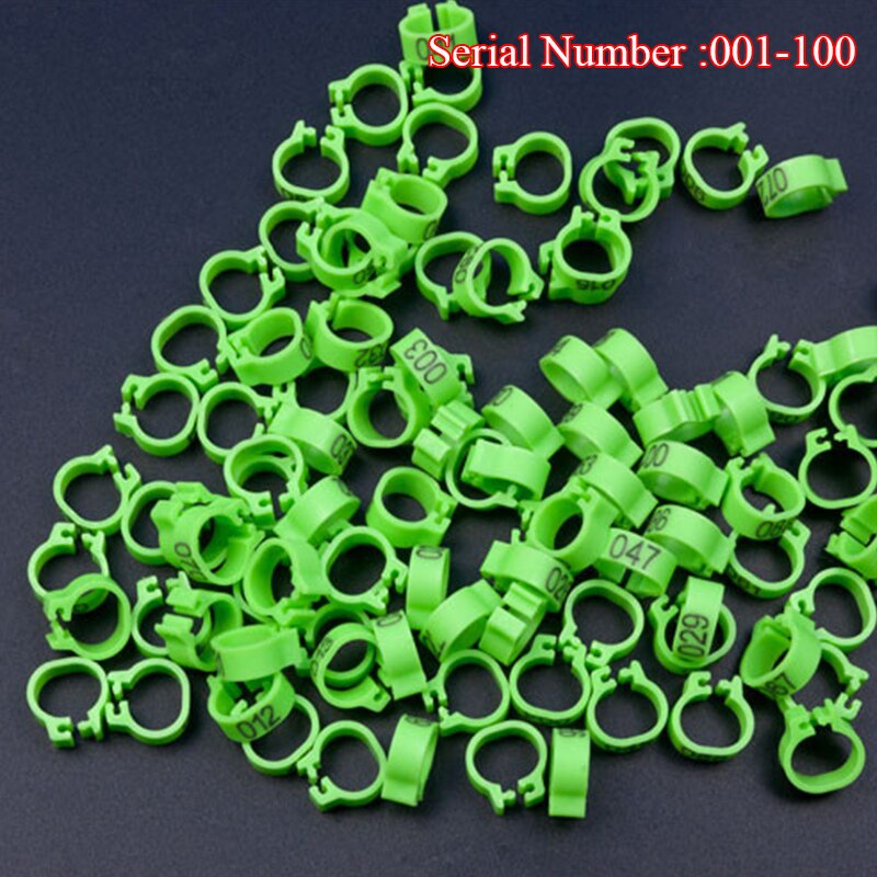 Opening Pigeon Foot Ring Digital Numerical Pigeon Foot Ring Pigeon Marking Ring Identification Ring Detachable Foot Ring: green