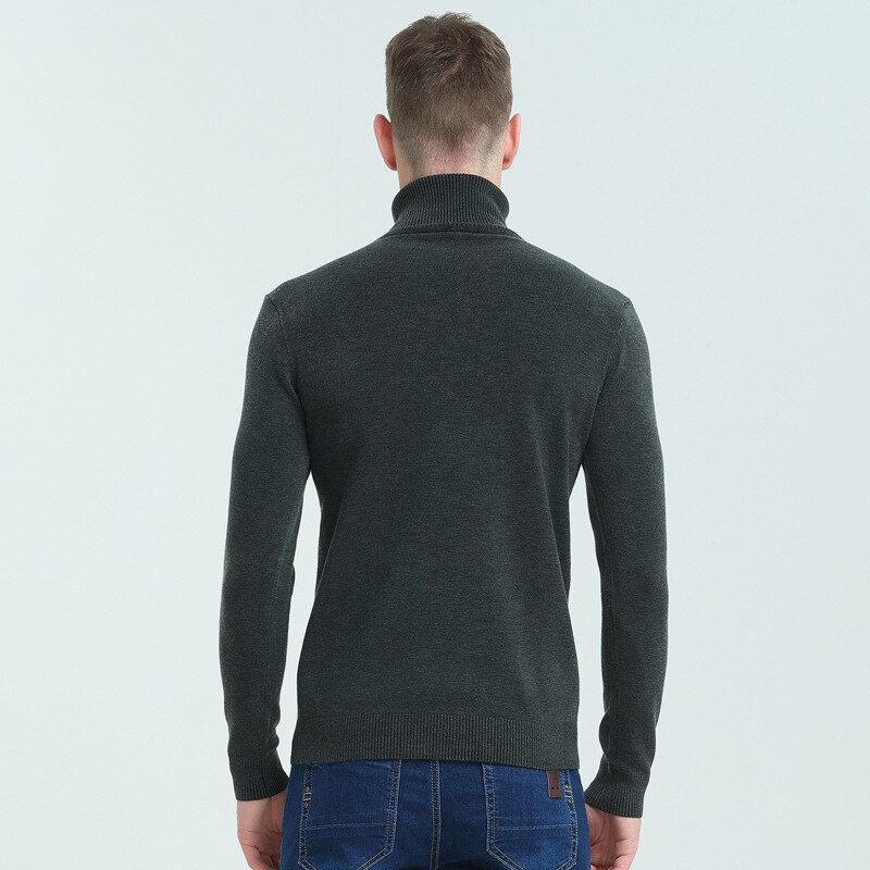 Herre rullekrave bomuldstrøje varm efterår vinter blød slim fit behageligt langærmet tøj strikket afslappet herre sweater