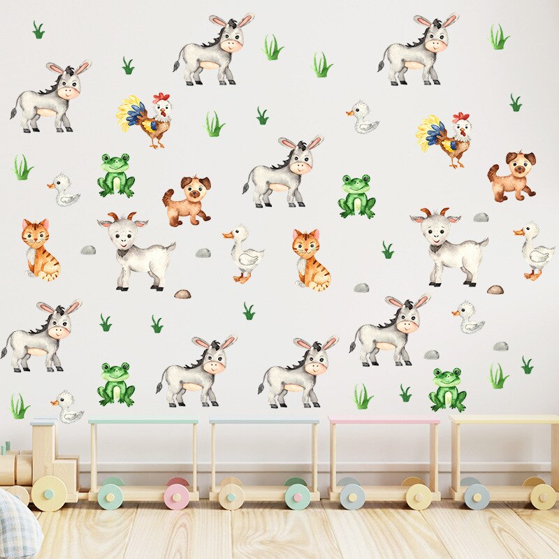Fijne Serie Behang Decor Sticker Puppy Lam Kikker Kat Kinderkamer Winkel Glazen Raam Slaapkamer Wandkast Achtergrond