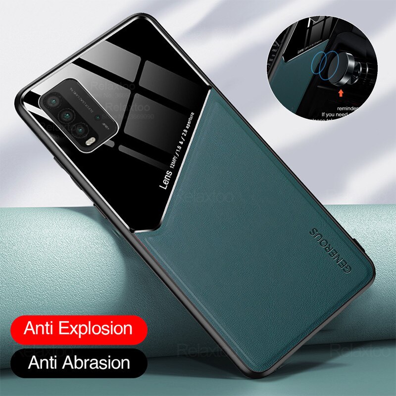 Leer Texure Auto Magnetische Houder Telefoon Covers Voor Redmi 9 T 9 T Readmi 9 T T9 Redmi 9 T 6.53 &#39;&#39;Case Hard Pc Back Shell Coque