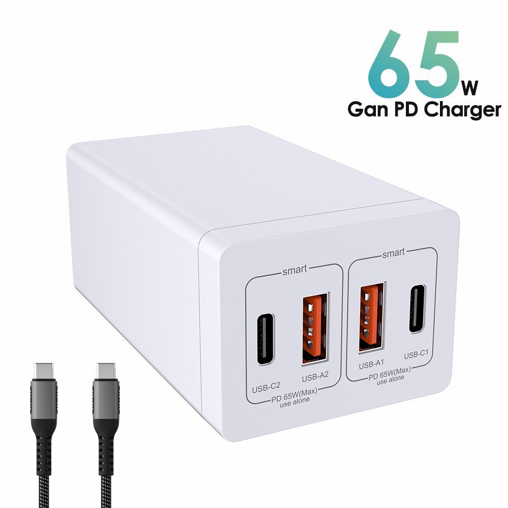 Schnellladegerät mit 65w usb-c- und usb-a-anschlüssen, 4 pps-  pd3.0 qc3.0 scp- und afc-anschlüssen für iphone 13 pro max, laptops und macbooks