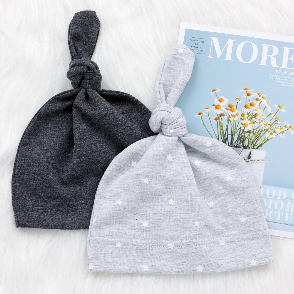 Chapeaux noués en coton pour bébés, bonnets de sommeil unisexes pour garçons et filles, jolis chapeaux de bébé ajustés pour -nés, 100%