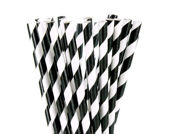 25pcs Black Red Paper Straws Straws For Birthday Wedding Decorative Party Event Drinking Straws Supplies: Black 1