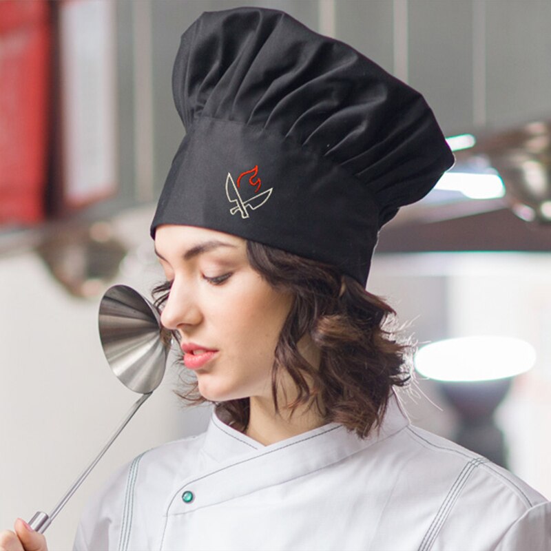 Chapeau de Chef brodé tête de mort, noir réglable pour hommes et femmes, casquette de cuisine pour adultes, Grill, boulanger, uniforme de travail pour BBQ, haut en maille