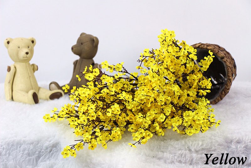 Kunstig baby ånde enkelt blomst simulation hjem bryllup dekoration simulation blomst brud holder blomster: Gul