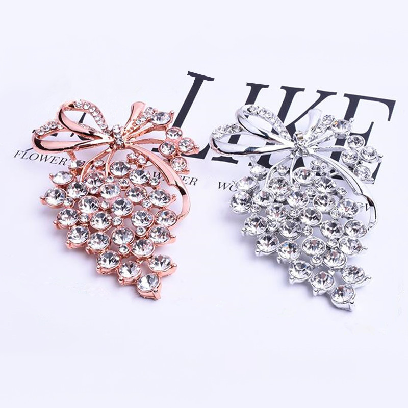 Crystal Druif Broches Pins voor Vrouwen Mode Luxe Sieraden Elegante Corsage Bruidsboeket Broches