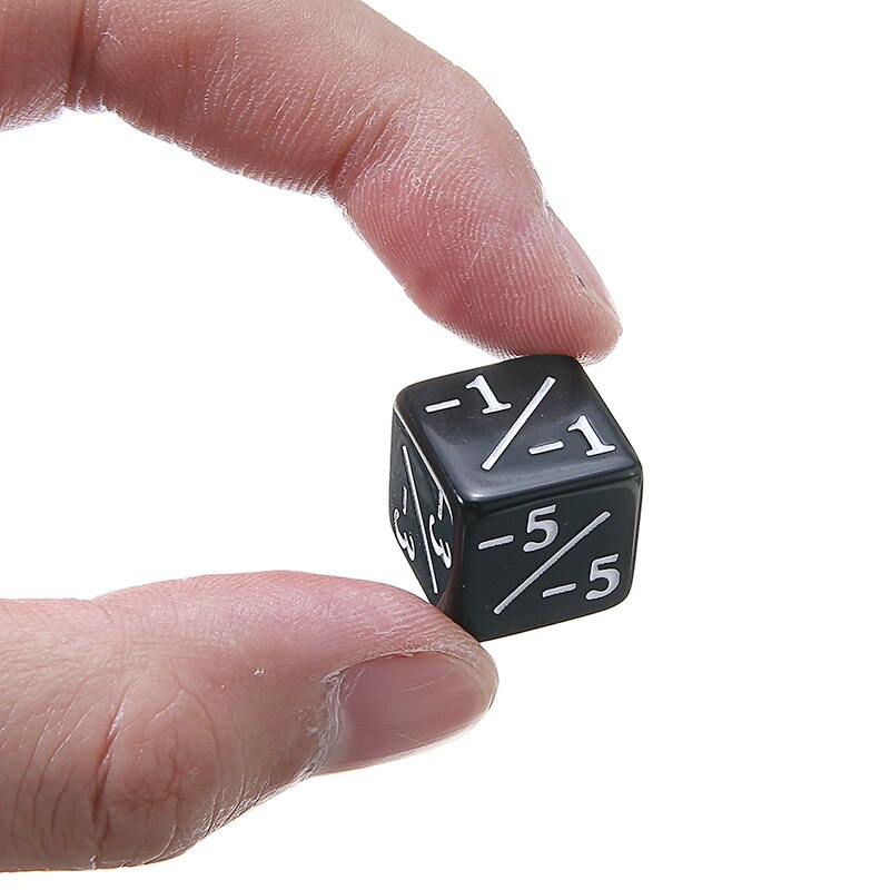 5pcs/set Black Dice Counters Negative -1/-1 Role Play Outdoor School Party Game Playing Dice