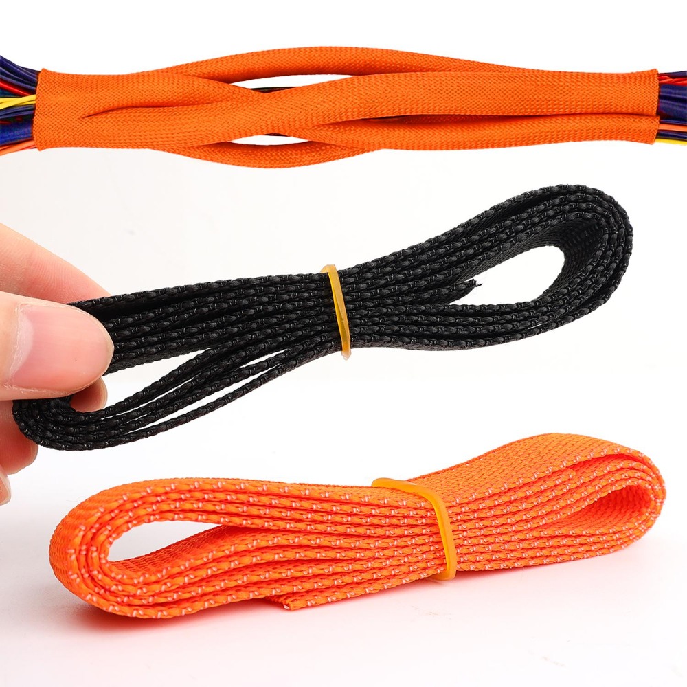Guaina Termorestringente Intrecciata per Cablaggio Auto, Copertura in Tessuto per Protezione Cavi, Tubo Isolante in Poliolefina e Poliestere per Auto