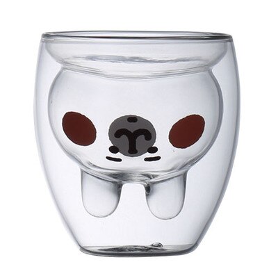 Tazas de Oso de Cristal con aislamiento de doble pared para niños y adultos, taza de café gruesa, 280ml: Rabbit A
