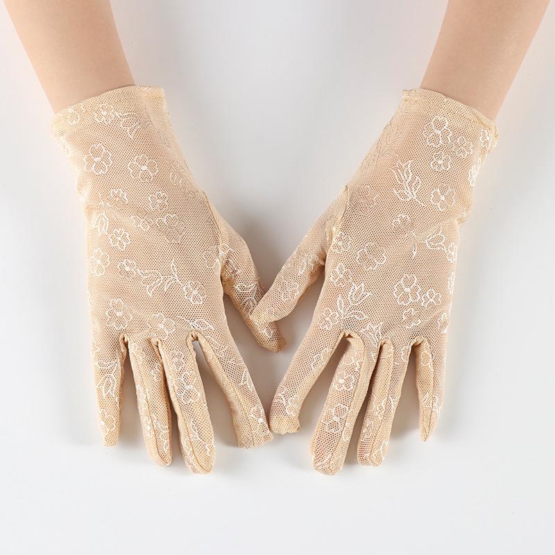 Cheap Princess Gloves For Wending Black Lace Bridal Gloves Ceremonial Sunscreen Women Wedding Accessories Gala Event Gloves Pink: color 1