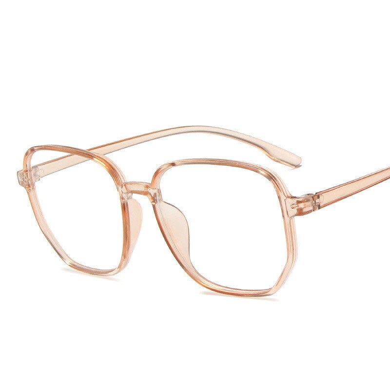 Polygon transparant groot frame vrouwelijk plat oversized vierkant optisch anti-blauw licht unisex trend brilmontuur: Kleur -03