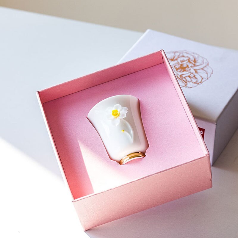 High-end Handmade Pinch Flowers Ceramics Personal Master Cup Household Puer Kung Fu Teaset Tea Ceremony Drinkware Packaging