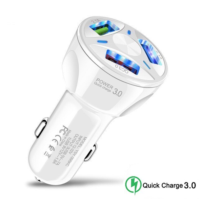 Goede 3.1A Auto Micro USB Charger Quick Charge 3.0 Mobiele Telefoon Oplader 2 3 Port USB Snelle Auto-oplader voor iphone ios Android Telefoon: White 3USB