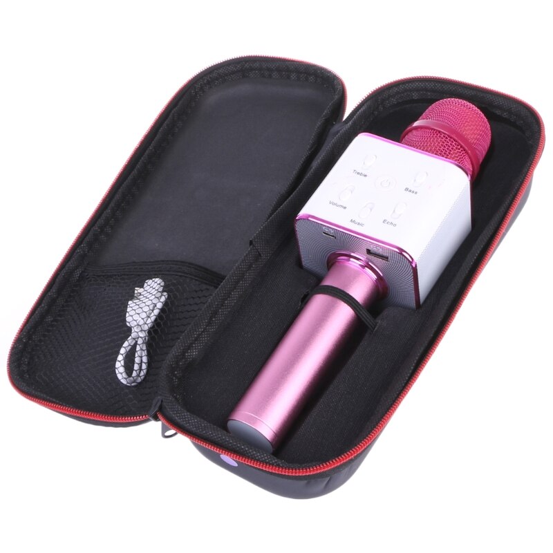 Wireless Karaoke Microphone Bluetooth Speaker Track Surround Sound Voice Q7: Pink