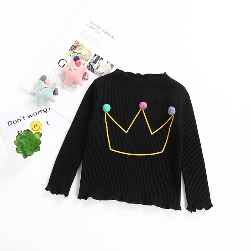 Bambino Della Ragazza Addensare T-Shirt A Maniche Lunghe per Neonati Magliette E Camicette T Shirt Camicetta di Cotone di Colore Della Caramella Bambini Casual Magliette Per Le Ragazze Dei Bambini magliette e camicette: B / 6T