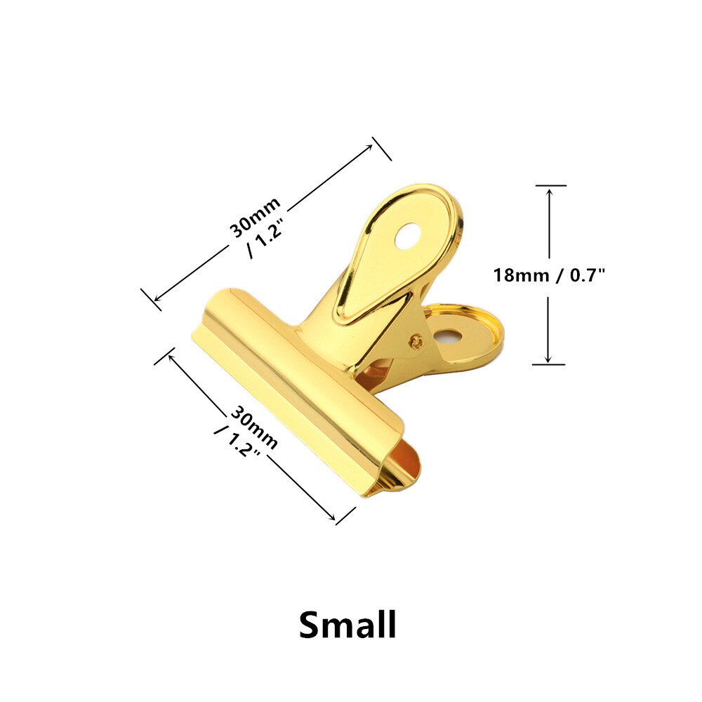 Gold & Rose Gold Heavy Duty Bulldog Clips Duckbill Clip Clamp for Office Bills or Household Kitchen Sealing Supplies 4 Sizes: 10pcs Small Gold