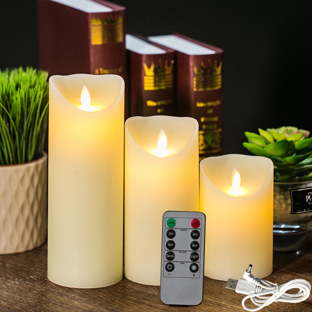 Rechargeable Flameless Candles Lights, LED Candles Light Smooth Flickering Candle Light with Timer Remote Control for Home Decor