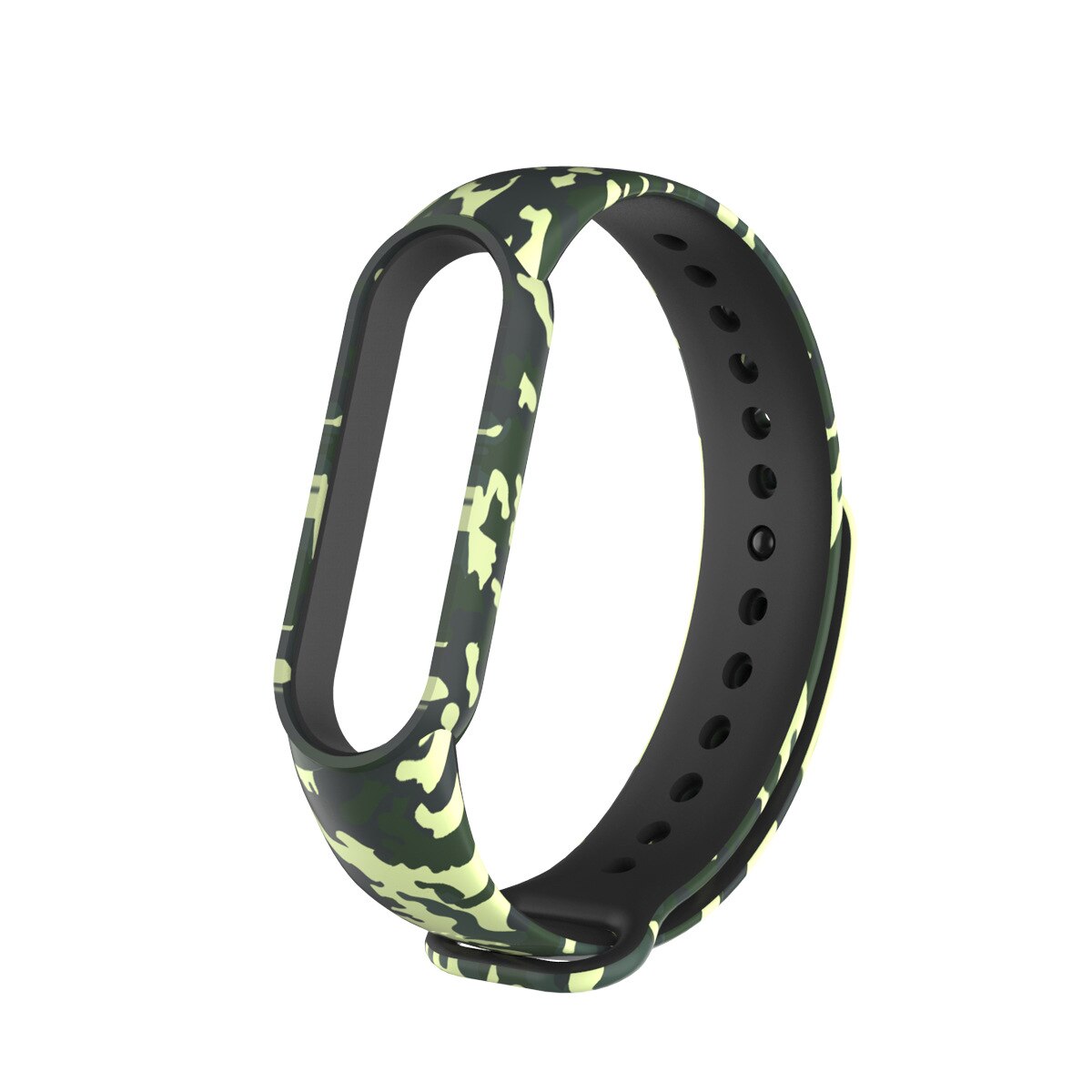 Print Pattern Bracelets Mi Band5 Mi Band 6 Strap Sports Wristband Adjustable Bracelets For Sport Silicone TPU straps: Camouflage green