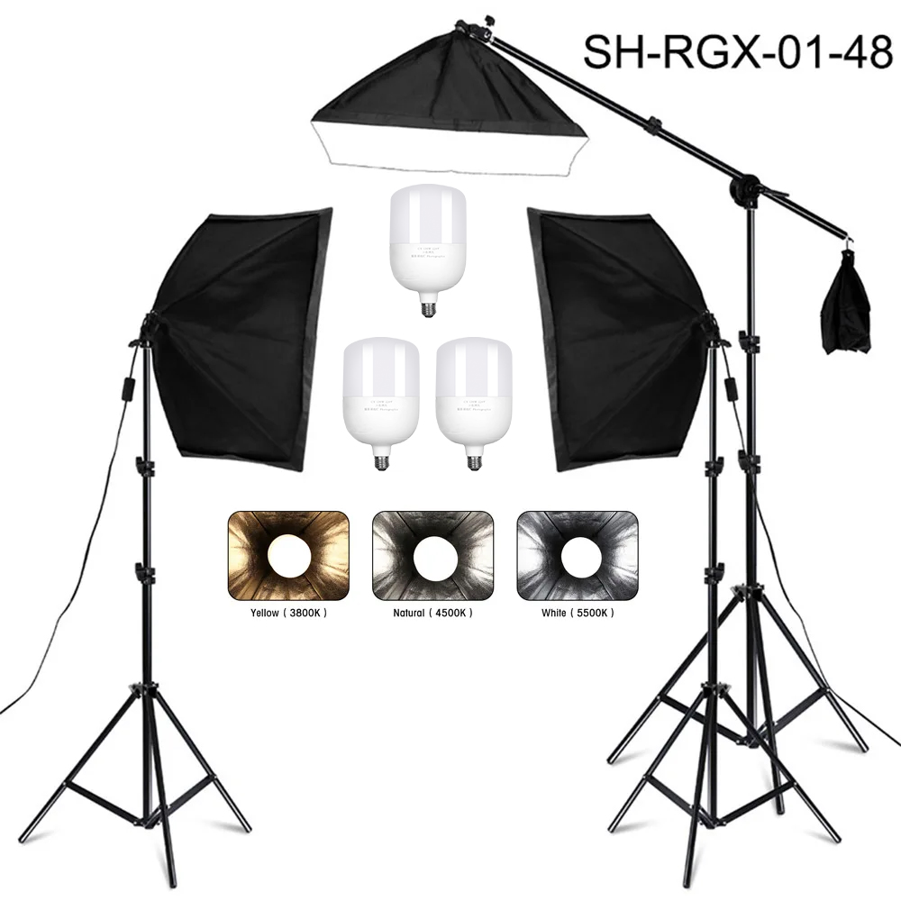 20-135W Softbox Verlichting Kit 50x70CM Fotografie LED Lamp Professionele Continu Licht Systeem Apparatuur voor Fotostudio