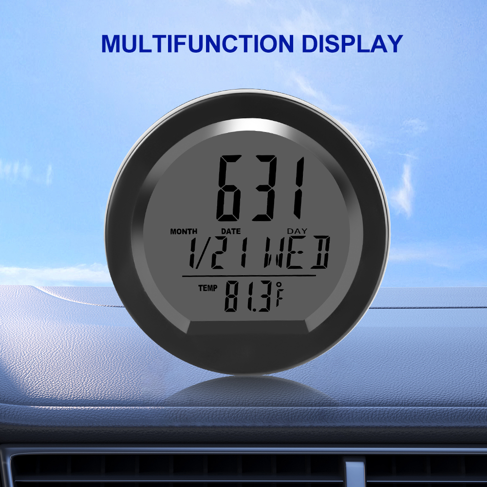 Zonne-autoklokken Dashboardthermometer Automotive elektronisch horloge Led digitale displayTime met lichtgevende auto-accessoires aan de achterkant