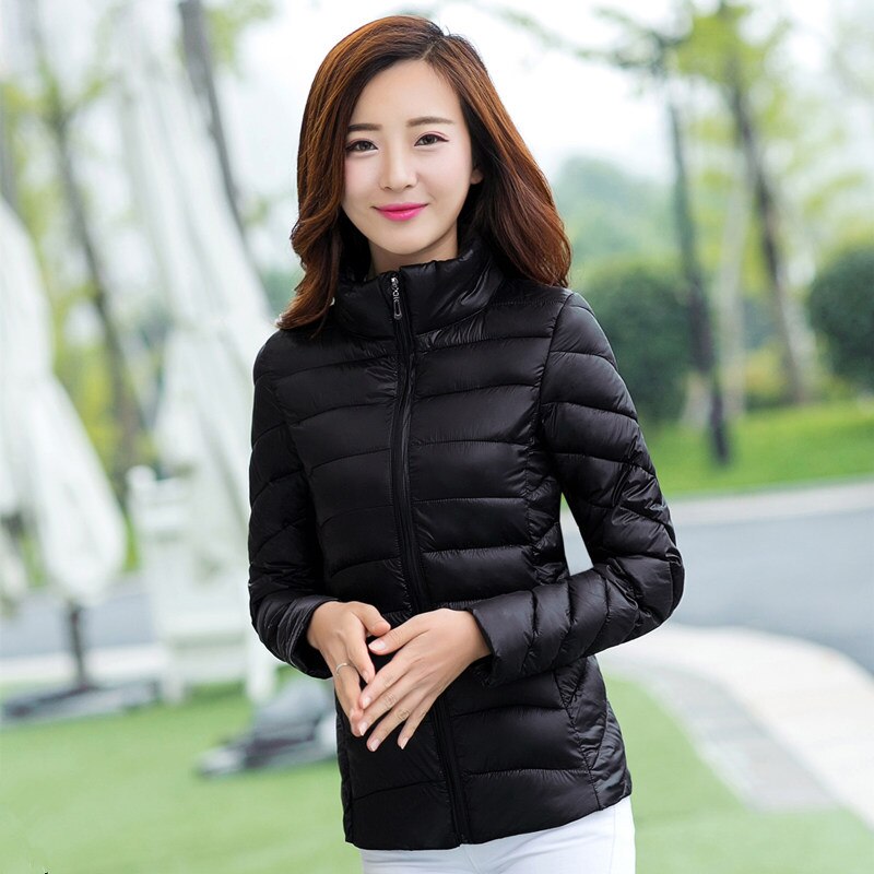 Winter Spring Women Jacket Short Down Outwear Female Winter Coat Cotton Padded Warm Jacket Outwear Women Winter Coat M-XXXL: Black / XXL