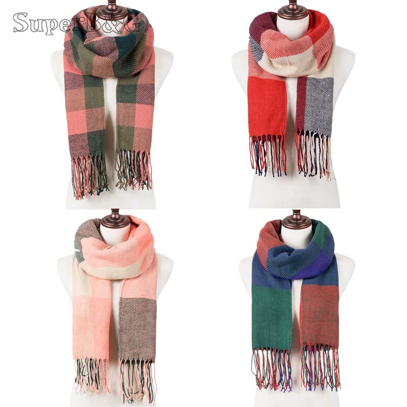 Vinter tørklæde til kvinde strik tassellong tørklæde bomuldsjal wrap sjal kvinde plaid efterår vinter varmt tilbehør