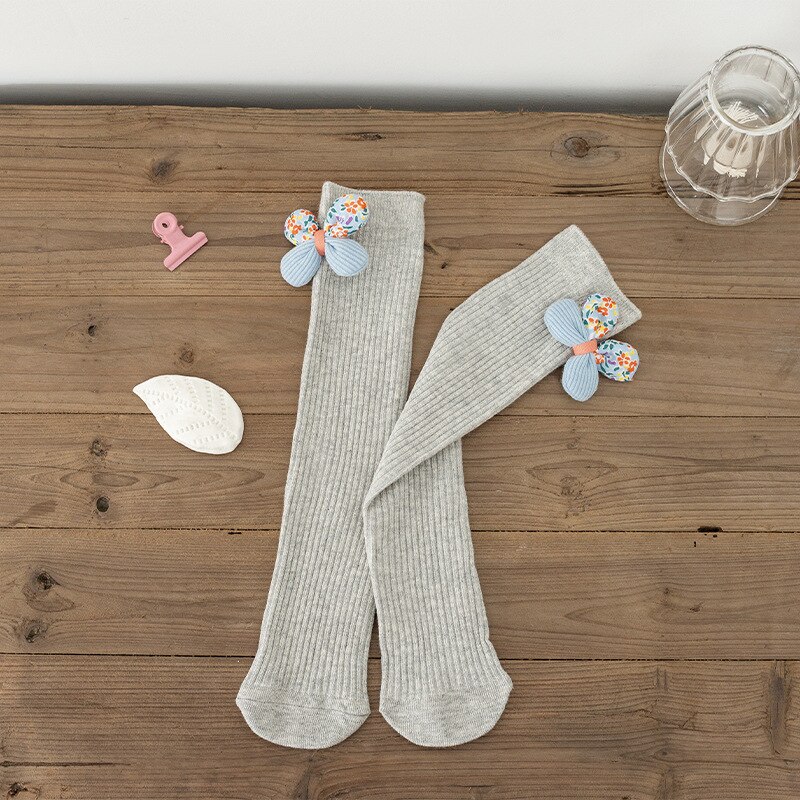 Chaussettes en coton peigné sans talon pour filles, bas de printemps et d'automne à mollet, princesse à fleurs, pour enfants de 1 à 15 ans: E / 1-7Y
