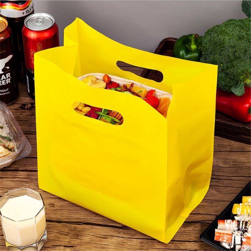 10pc Disposable Plastic Packaging Bag Baking Packaging Bag Kitchen Accessories Dessert Takeaway Bag Kitchen Gadgets Birthday.75z: Yellow / M