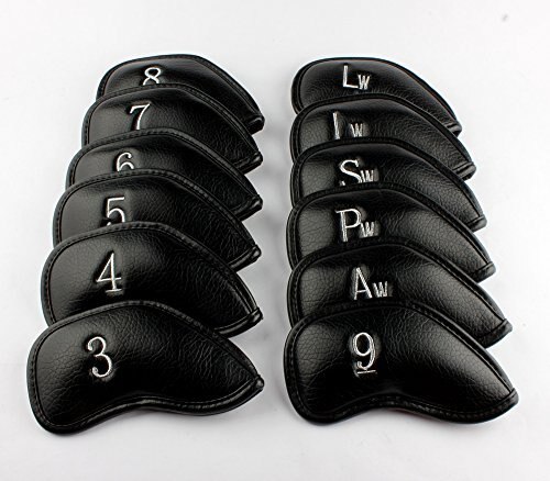 12 stk golfhovedbetræk med nummermærker tykt pu kunstlæder stilfuldt jernkøllehovedbetræk
