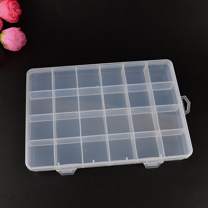 24 Compartment Storage Box Practical Adjustable Plastic Case for Stationery Washi Tape Display Organizer