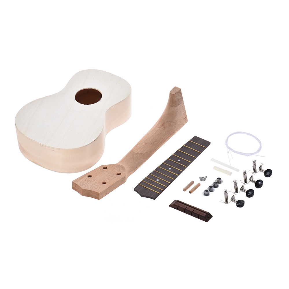 Shopping Spree Basswood Ukelele,21inch Basswood 4 String Ukelele DIY Kit Instrument AccessOwn Ukulele Kit