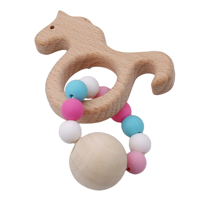 Goede Baby Rammelaar Kinderwagen Accessoires Speelgoed Houten Baby Armband Dier Vormige Sieraden Bijtring Baby Organische Houten Siliconen Kralen