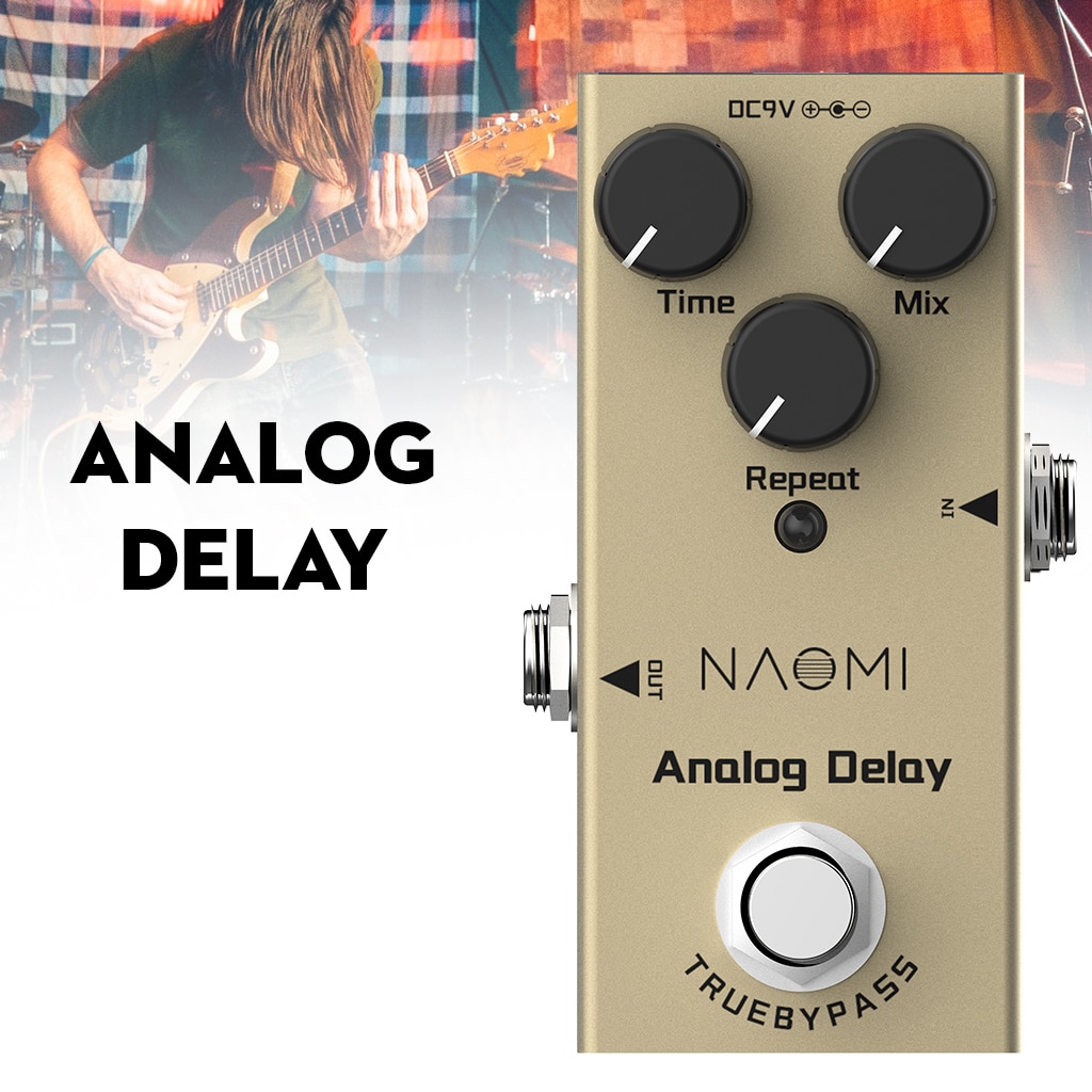 Naomi sähkökitara analoginen viive / miksaus / toiston nuppi efektipedaali  dc 9v true bypass mini single type: Analoginen viive