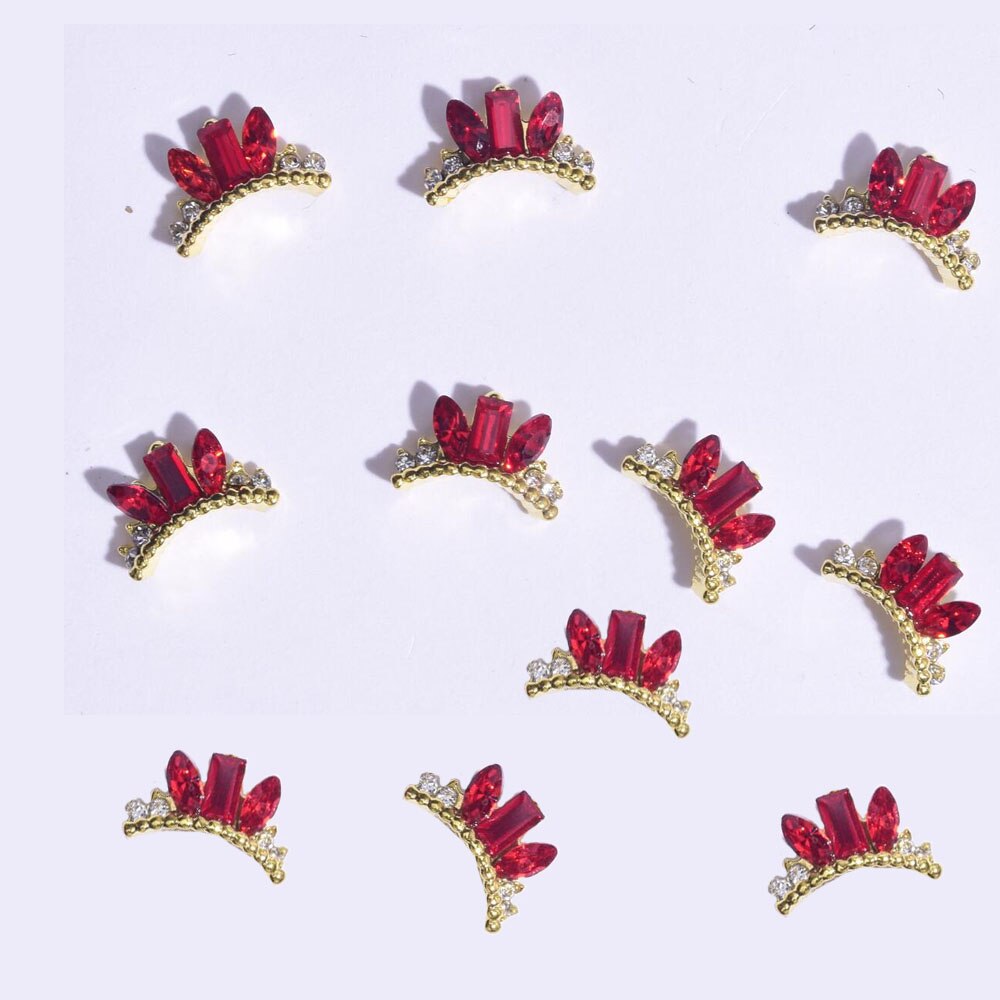 100 stk/parti negle charme sæt metal bi/ krone/ spider krystal strass negle kunst sten legering 3d negle charm dekoration: Mønster 11-100 stk