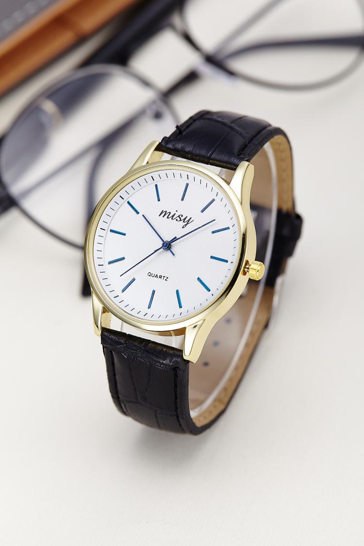 Relojes elegantes para amantes, simples números romanos, correa de cuero para parejas, reloj de pulsera resistente al agua, para amantes, reloj de vestir para hombres y mujeres: men-black