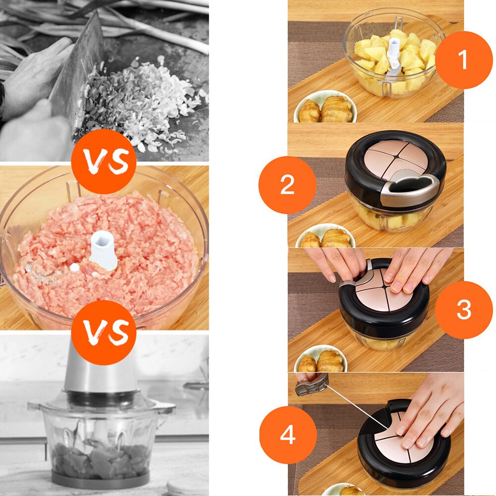 Original Manual Fruit Chopper Hand Pull Food Onion Cutter Nuts Grinder Shredder