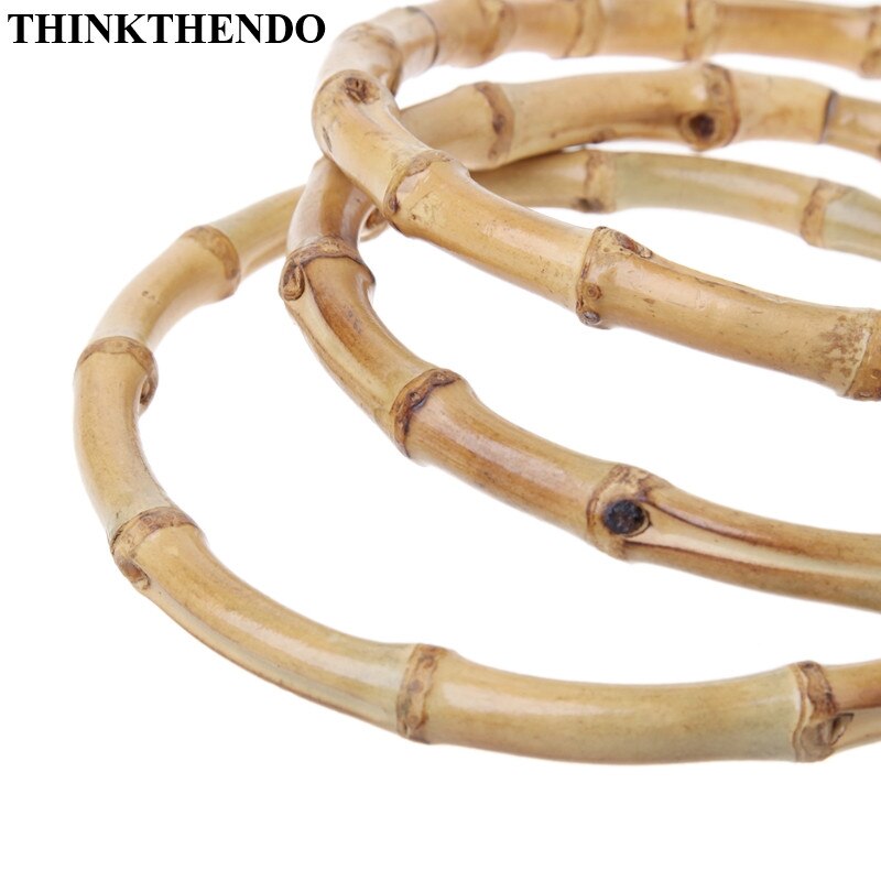 THINKTHENDO Round Bamboo Bag Handle for Handcrafted Handbag DIY Bags Accessories