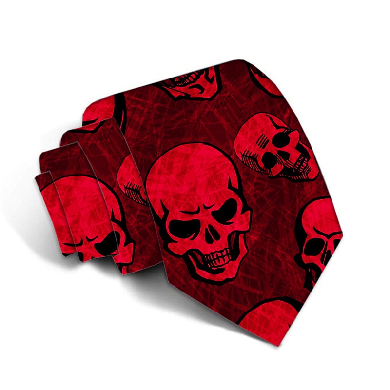 Corbata clásica de con estampado 3D para hombre, corbatas creativas con estampado divertido de calavera para de periódico y boda, corbatas delgadas de poliéster de 8cm de ancho para hombre