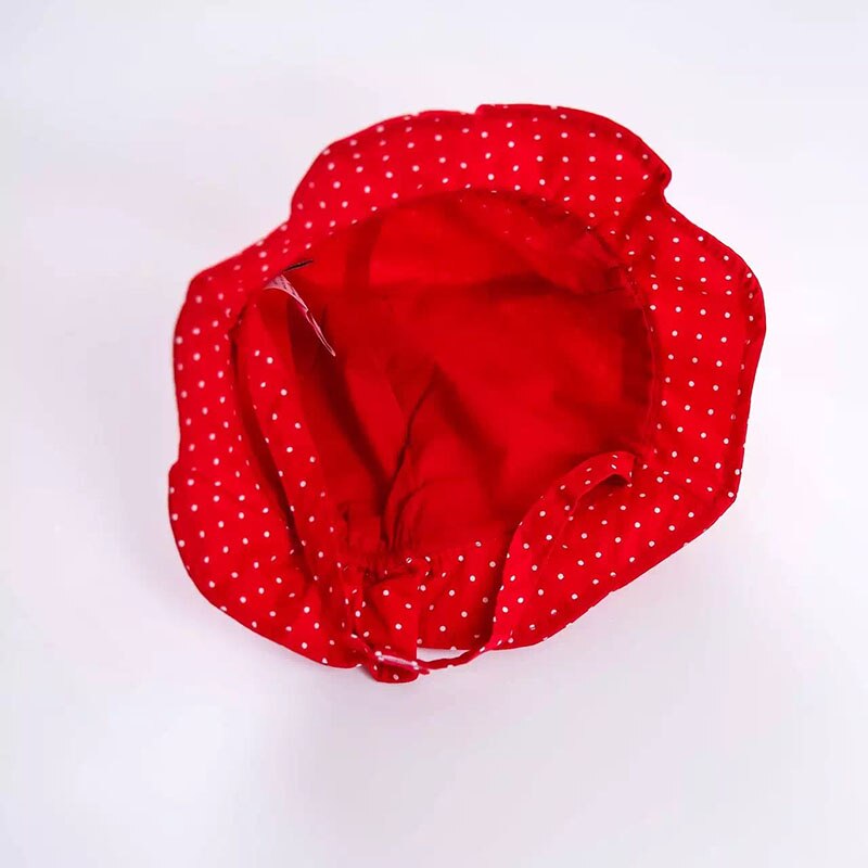 Red 100% Cotton Kids Hat Dotted Short Brim Beach Sun Hat for Girls Top Girls Sun Protection Hats KidsTravel Hat