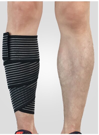 90*7,5 CM Protector de pierna elástico cinta vendaje de baloncesto fútbol calentadores de piernas de ciclismo compresión pantorrilla Brace: Black