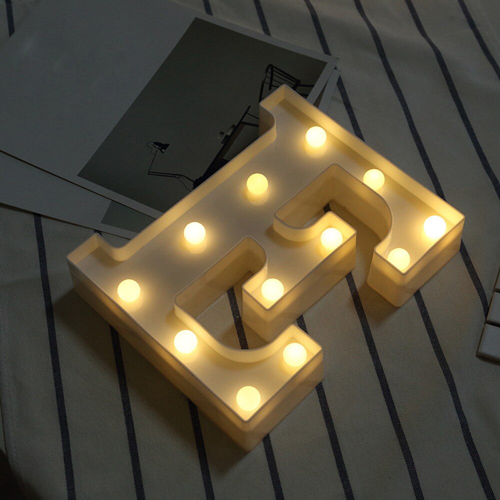 Alphabet Letter Lights Soft Warm Glow LED Light Up Warm White Plastic Illuminate Letters Wall Hung Standing Hanging A-M: E