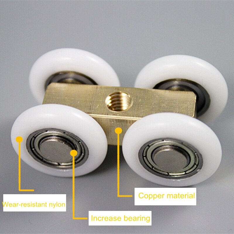 4- hjul remskive til brusebad badeværelse glasdør skydedør rullesæt glidende spor hjul møbler hardware hjul