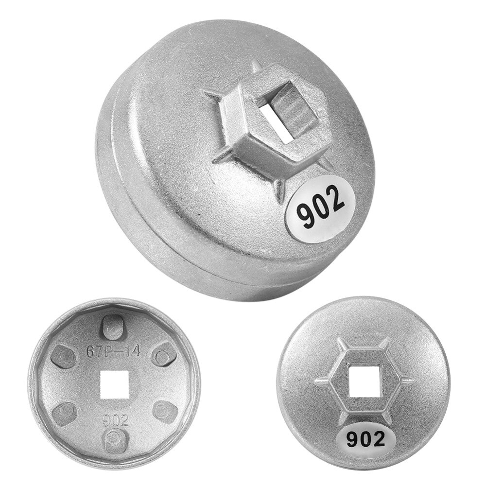67Mm 14 Fluit Aluminium Cap Oliefiltersleutel Cartridge Auto Socket Remover Tool Aluminium Zilver