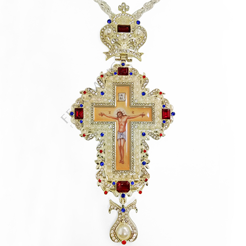 Præst / brystkors med forgyldning ortodokse græske kryds smykker brystkors kæde: Sølv