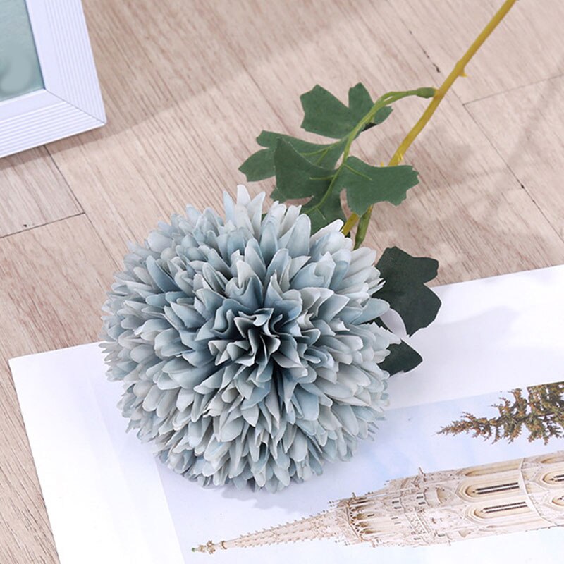1PC Simulation Hydrangea Colorful Artificial Dandelion Flower Ball Artificial Flowers DIY Wedding Party Decor: Light Blue
