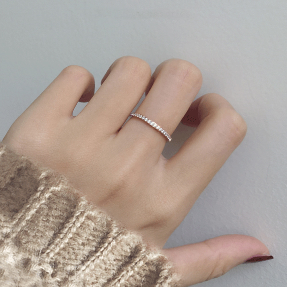 Anillo de circonia cúbica helada de 2mm para mujer, anillos de boda de acero inoxidable de Color dorado y plateado para mujer, de joyería de