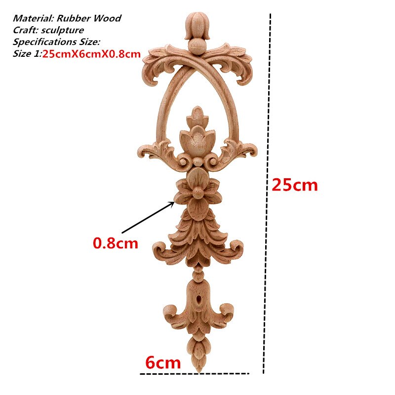 Europese applique massief hout lange stuk woondecoratie carve patronen of ontwerpen op houtwerk accessoires: 25X6cm