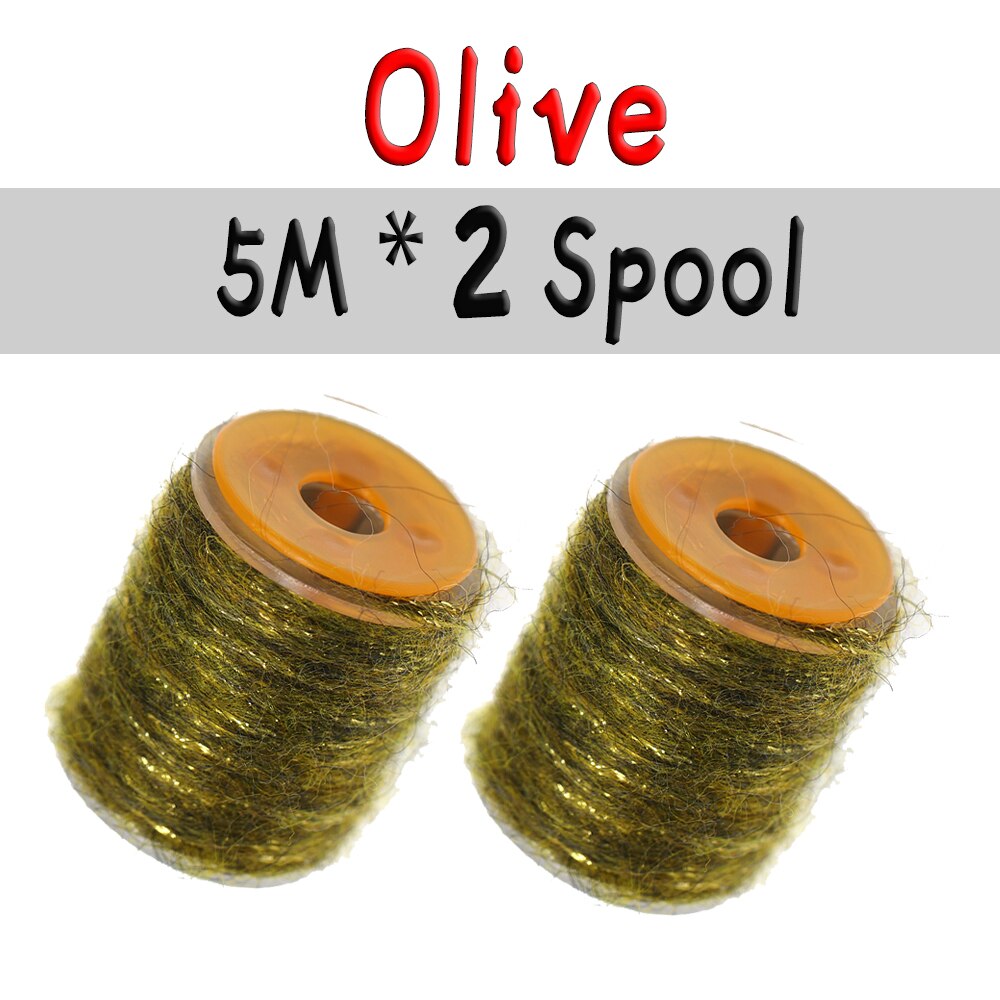 WIFREO-Cuerda de doblaje de 10M, hilo de hilo para insectos sucios, hilo moteado de Caddis, gusano, mosca seca, camarón, atado de moscas fibrosas, materiales de atado: 2pcs Olive