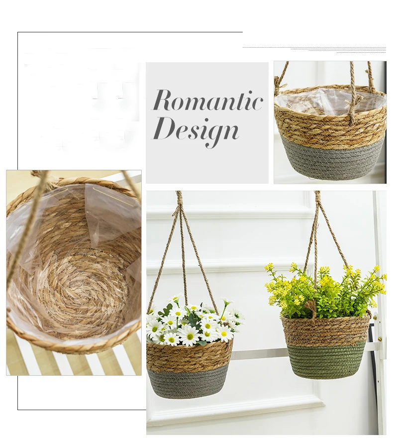 WINCEF-Pots de jardin pour plantes, panier en pot de fleurs, paille intérieure et extérieure, plusieurs